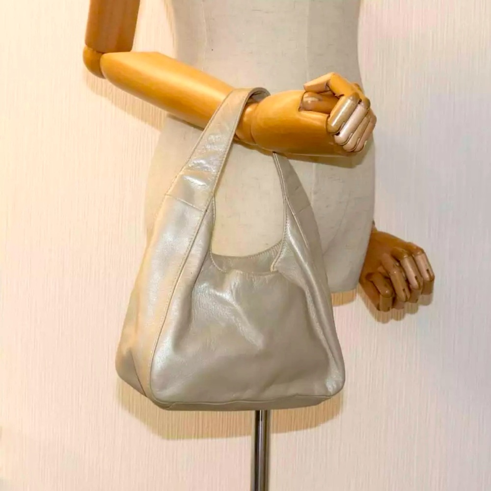 PRADA Hand Bag Leather Creamy White       Auth fm3418 made in Italy 🇮🇹